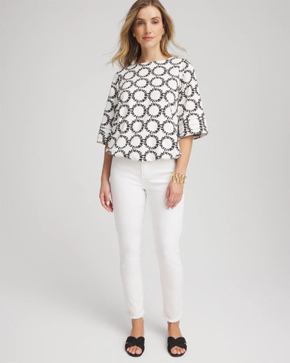 Geo Print Boatneck Bubble-Hem Top - Chico's