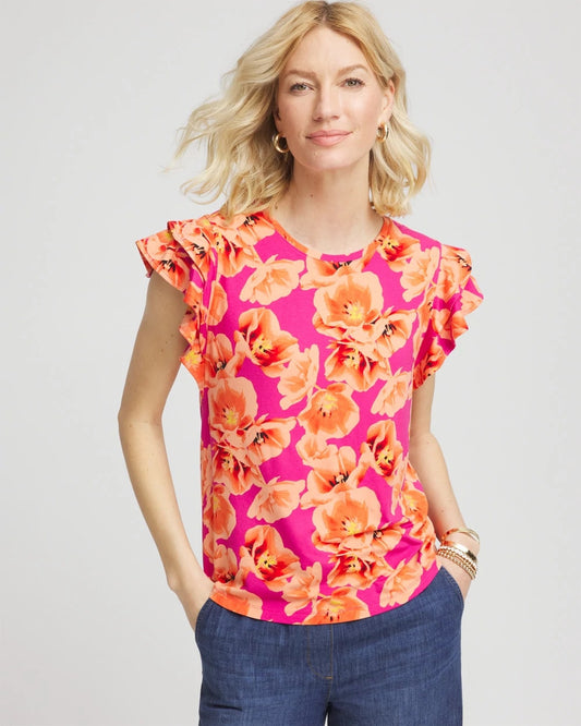 Touch of Cool™ Tropical Flutter Sleeve Tee - Chico's