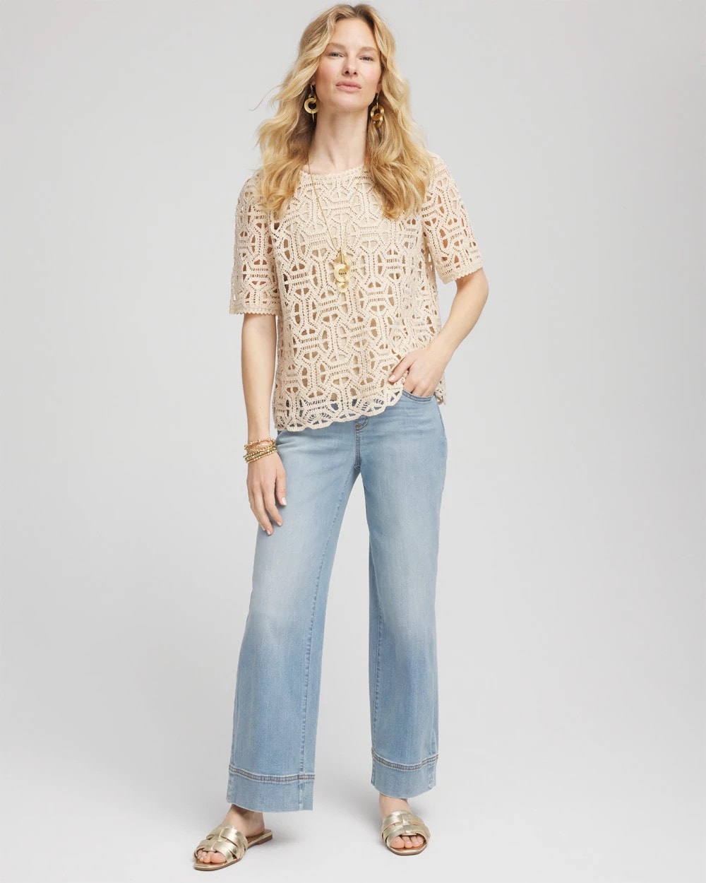Short-Sleeve Crochet Top - Chico's
