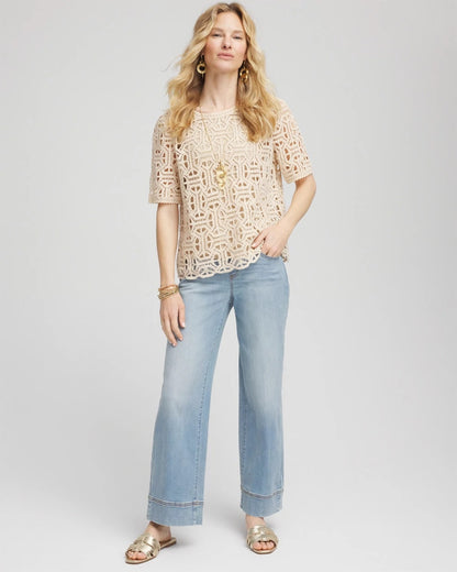 Short-Sleeve Crochet Top - Chico's