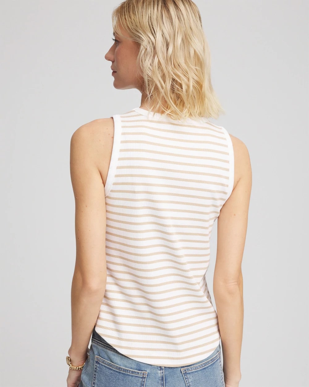 Striped Ribbed High-Neck Tank - Chico's