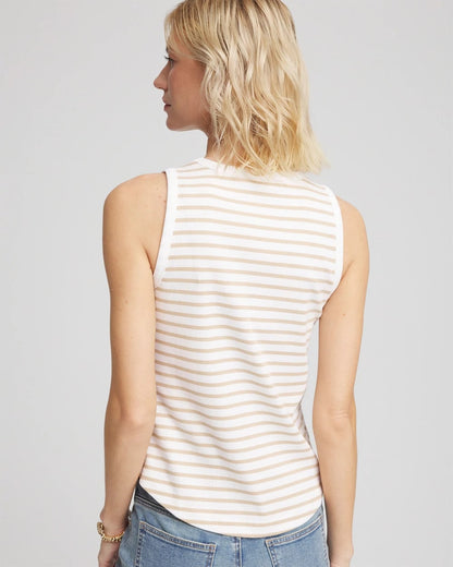 Striped Ribbed High-Neck Tank - Chico's