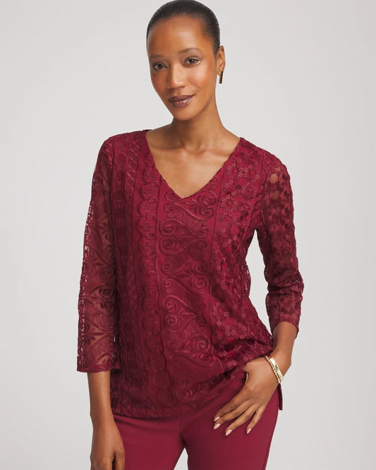 Embroidered Mesh Tunic Top - Chico's