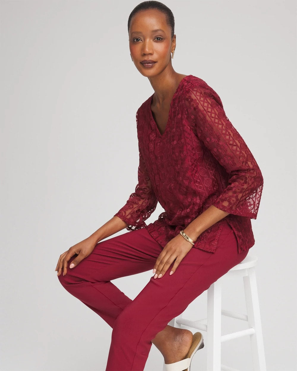 Embroidered Mesh Tunic Top - Chico's