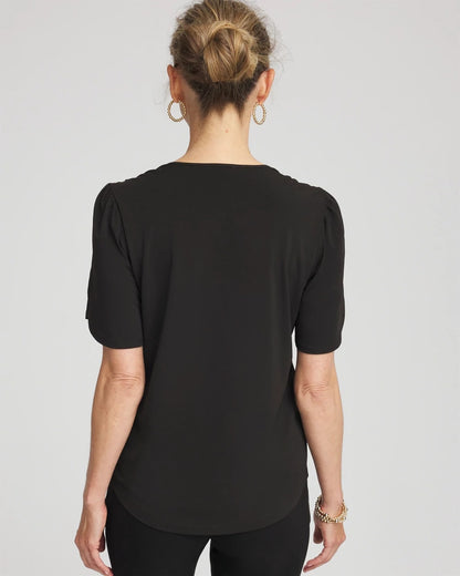 Petal-Sleeve Voop Neck Tee - Chico's