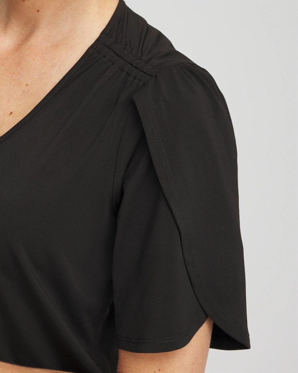 Petal-Sleeve Voop Neck Tee - Chico's