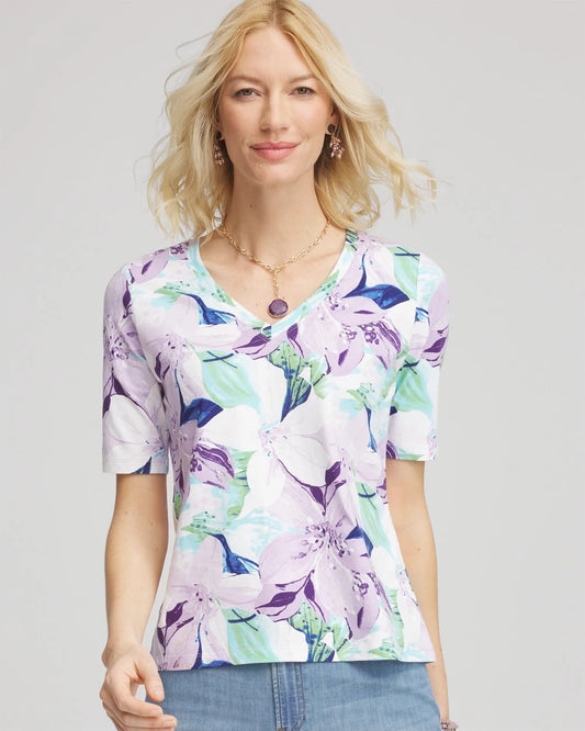 Lily Print V-Neck Perfect Tee - Chico's