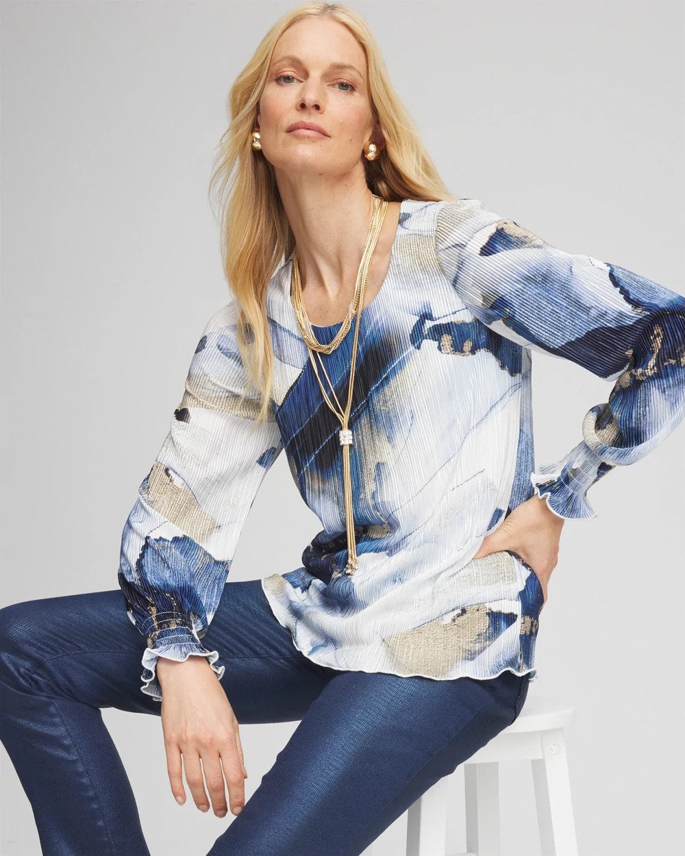 Foil Ocean Print Crinkle Top - Chico's