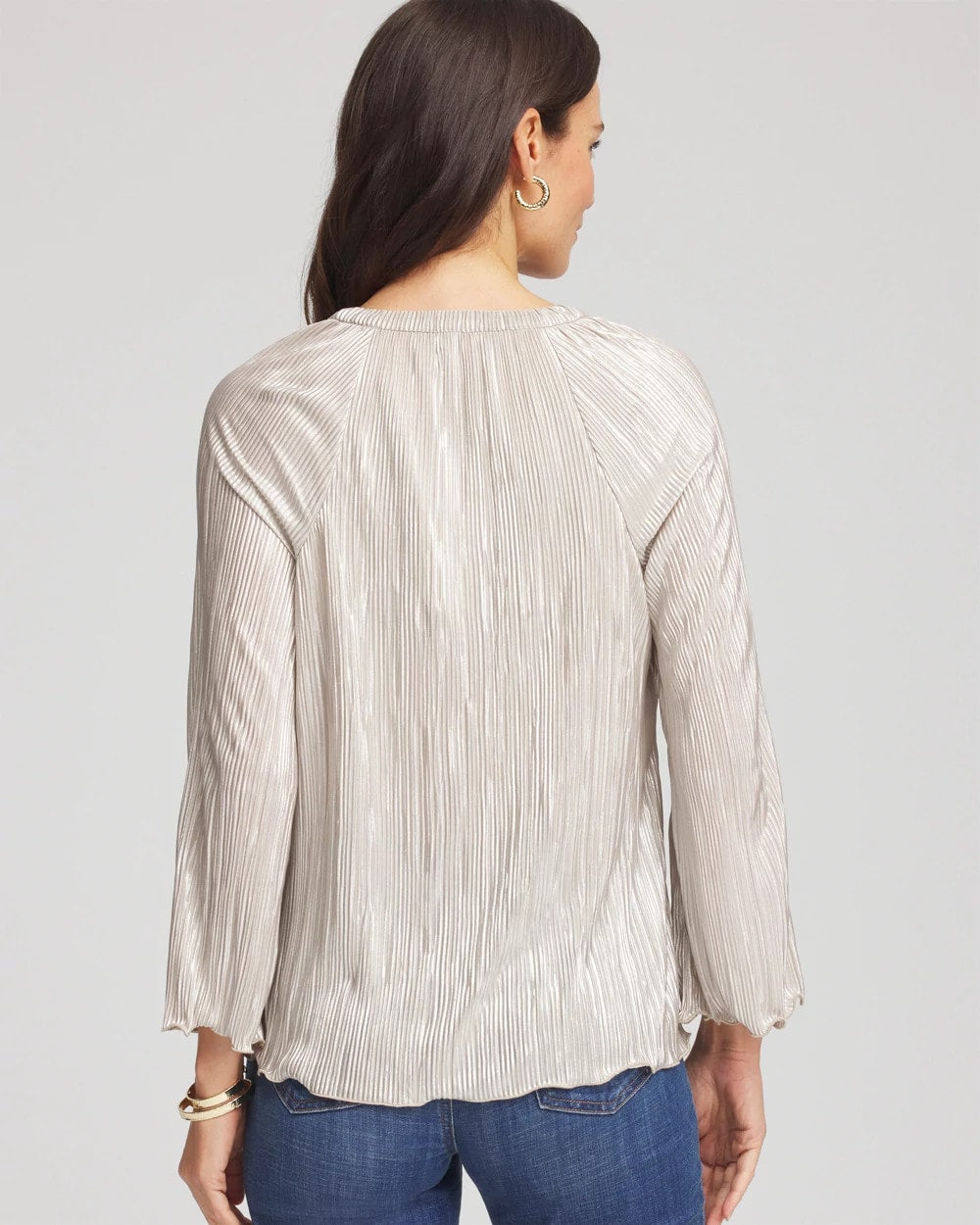 Foiled Pleated V-Neck Tee - Chico's