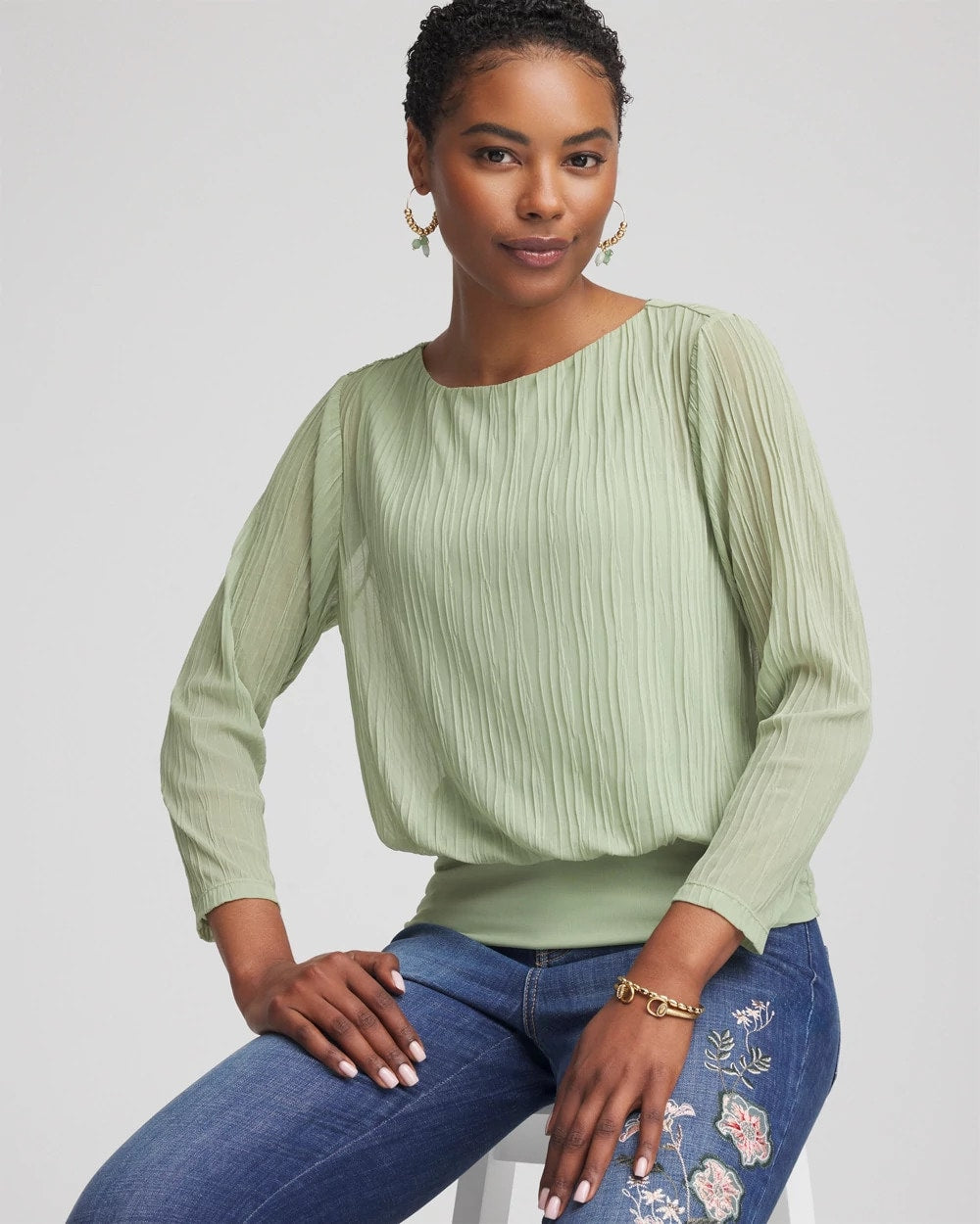 Touch of Cool™ Textured Banded-Hem Top - Chico's