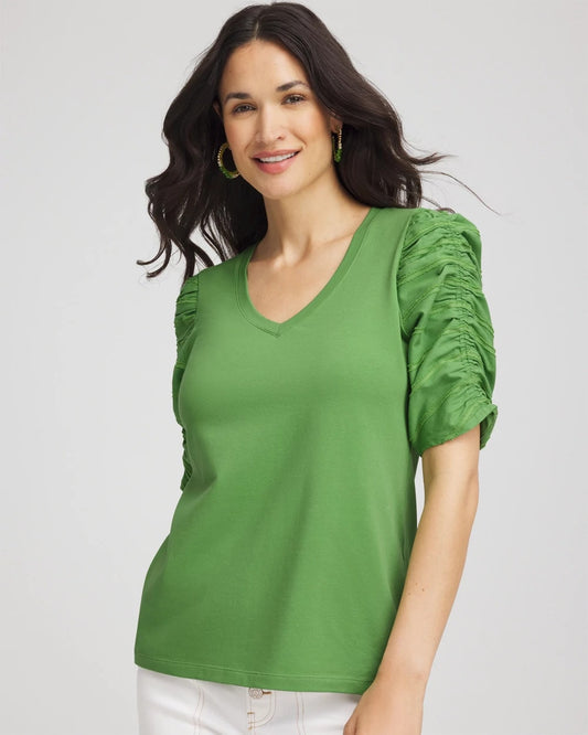 Ruched Sleeve V-Neck Tee - Chico's
