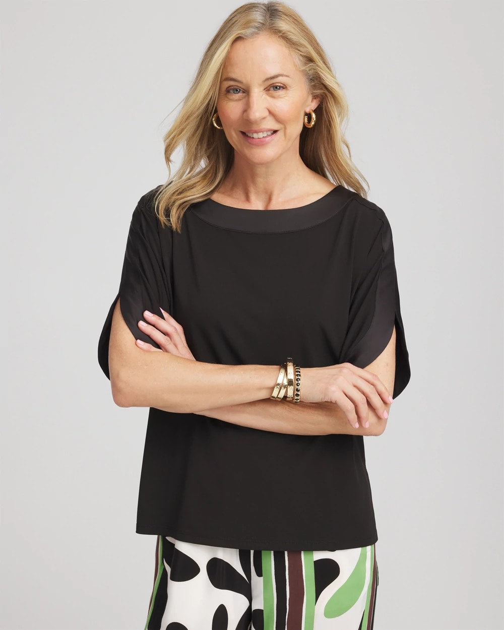 Jersey & Satin Dolman Tee - Chico's