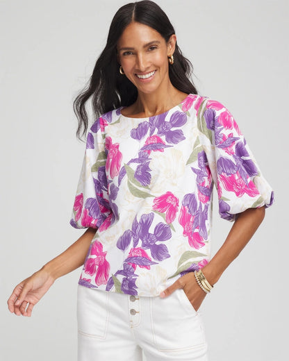 Floral Bubble Sleeve Top - Chico's