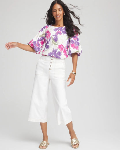 Floral Bubble Sleeve Top - Chico's