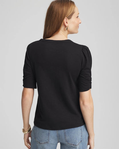 Slub Split Neck Henley Tee - Chico's
