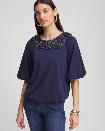 Bubble Hem Pleated Cotton Top - Chico's