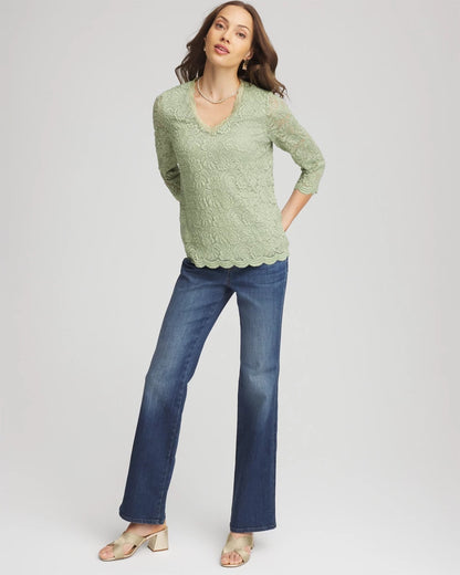 Lace Scallop-Hem Knit Tee - Chico's