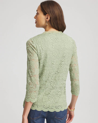 Lace Scallop-Hem Knit Tee - Chico's