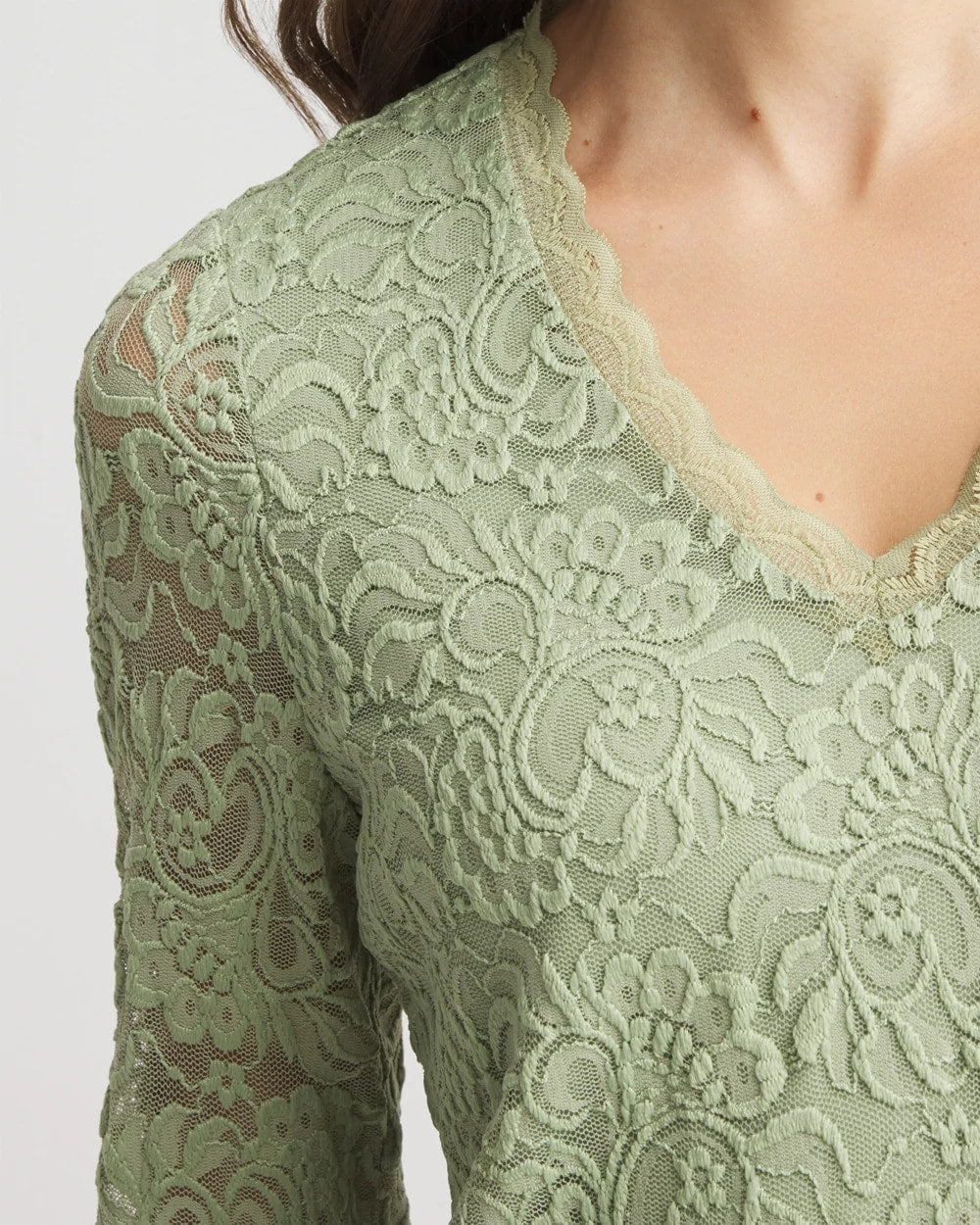 Lace Scallop-Hem Knit Tee - Chico's