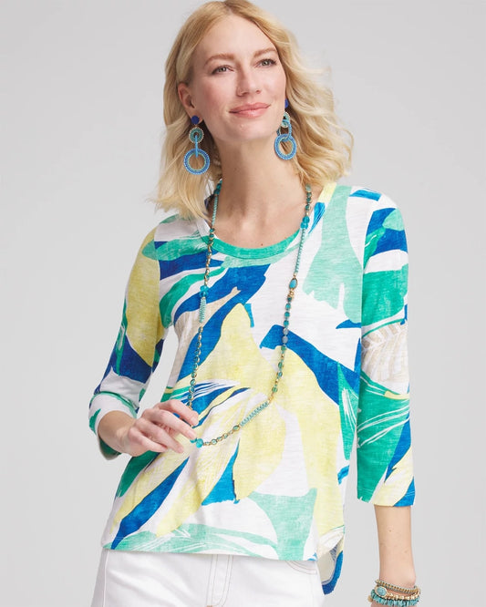 Ocean Print Slub Scoop-Neck Tee - Chico's