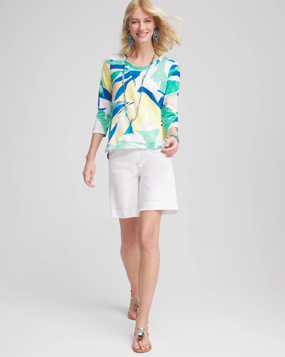 Ocean Print Slub Scoop-Neck Tee - Chico's