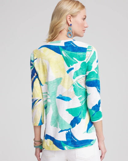 Ocean Print Slub Scoop-Neck Tee - Chico's