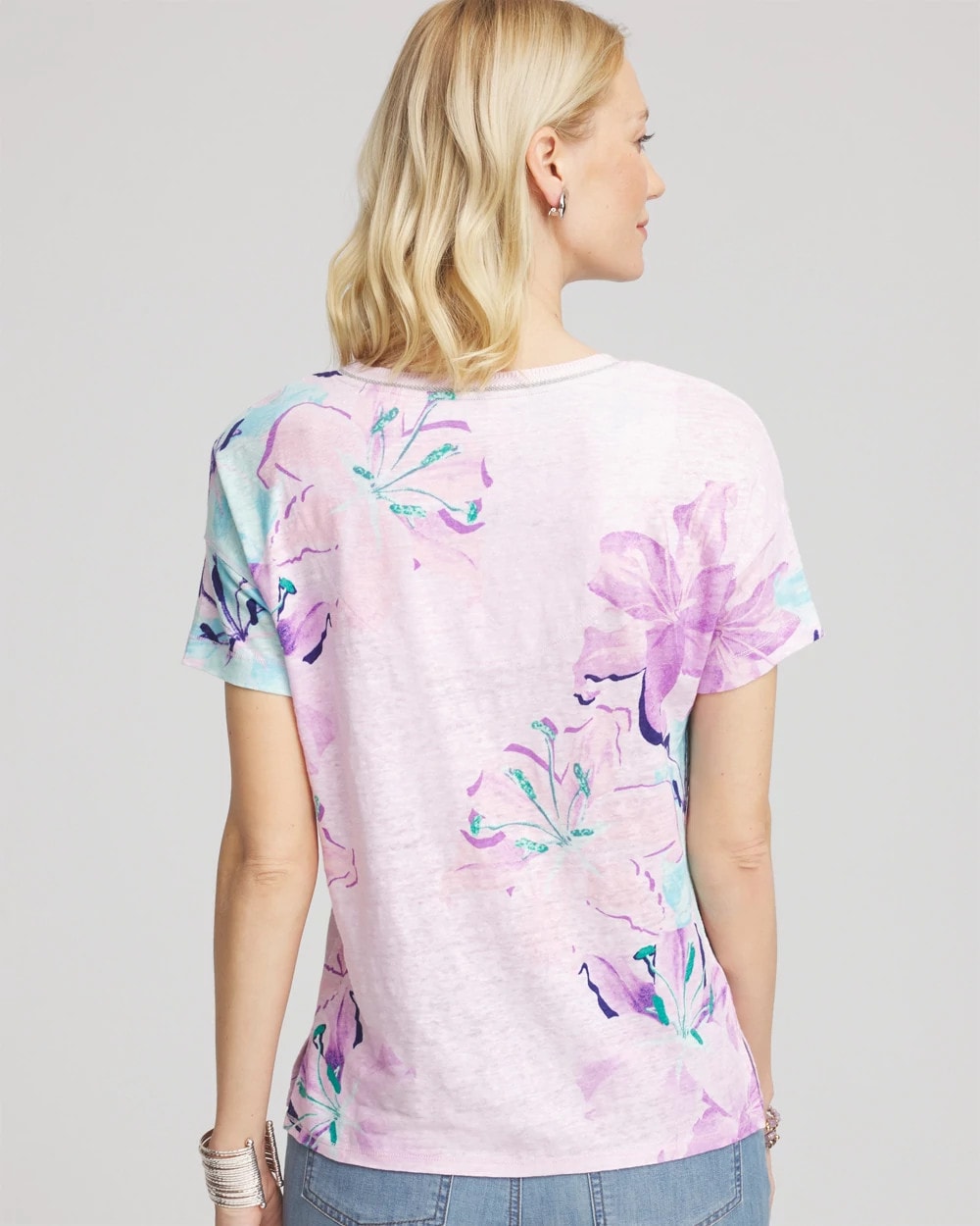 Floral Sweater-Trim Linen Tee - Chico's