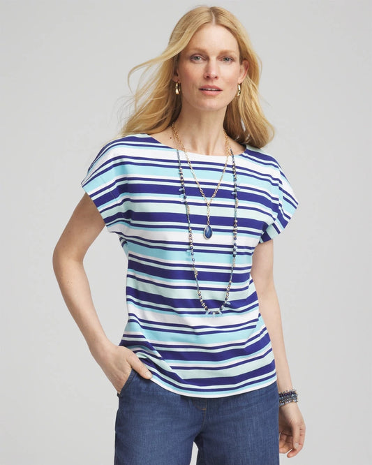 Stripe Modern Cap Sleeve Tee - Chico's