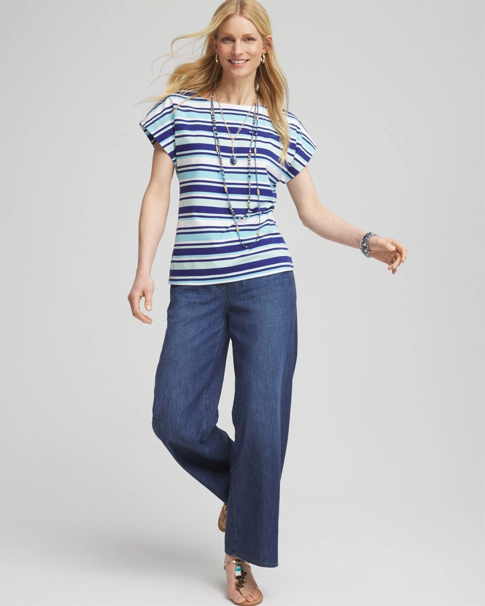 Stripe Modern Cap Sleeve Tee - Chico's