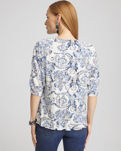 Snakeskin Print Crinkle Elbow Sleeve Tee - Chico's