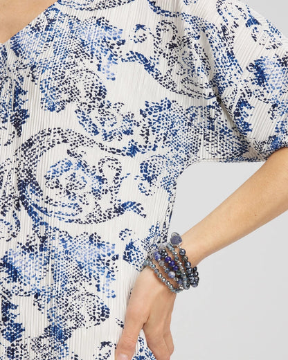 Snakeskin Print Crinkle Elbow Sleeve Tee - Chico's
