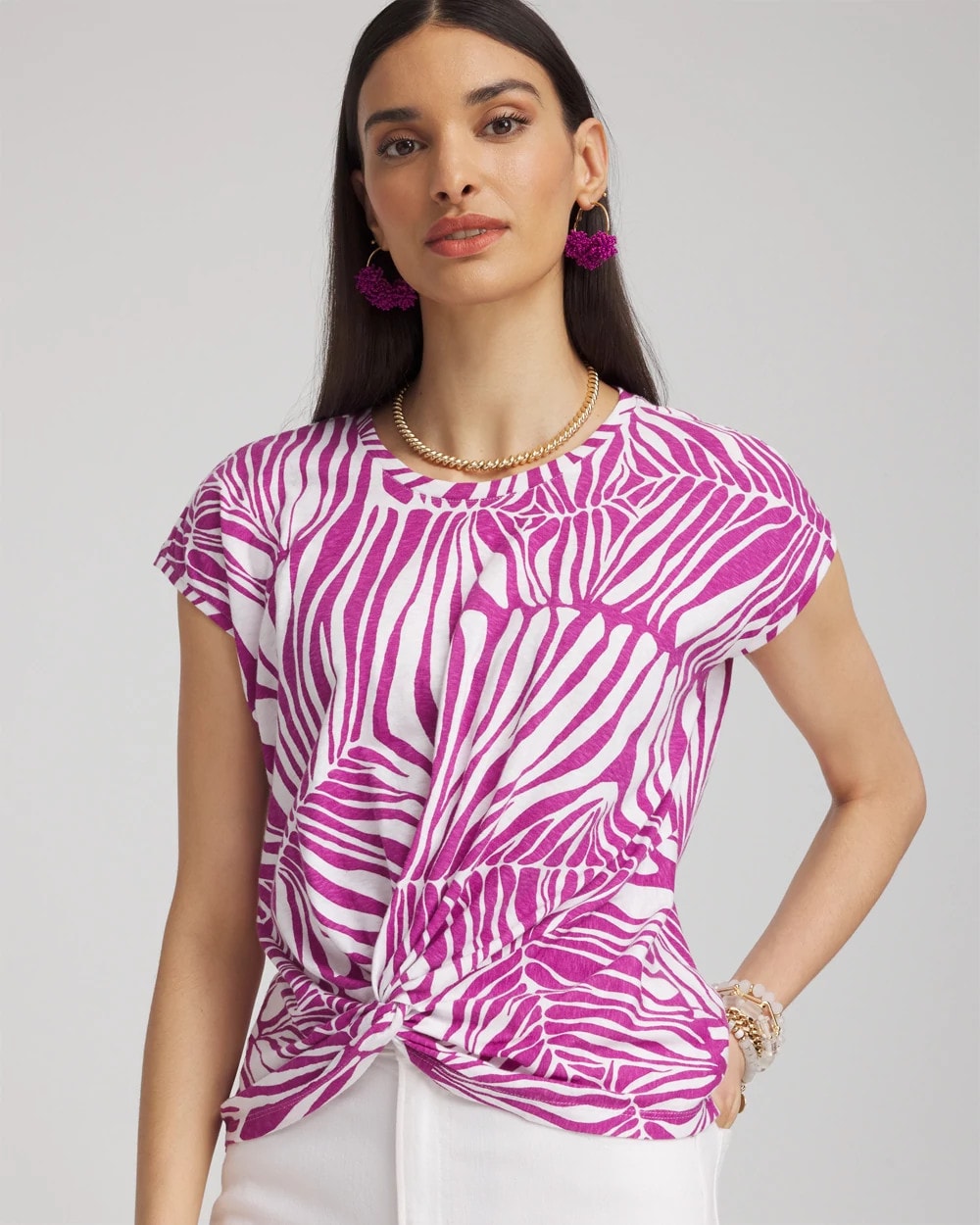Jungle Inverted Knot Front Tee - Chico's