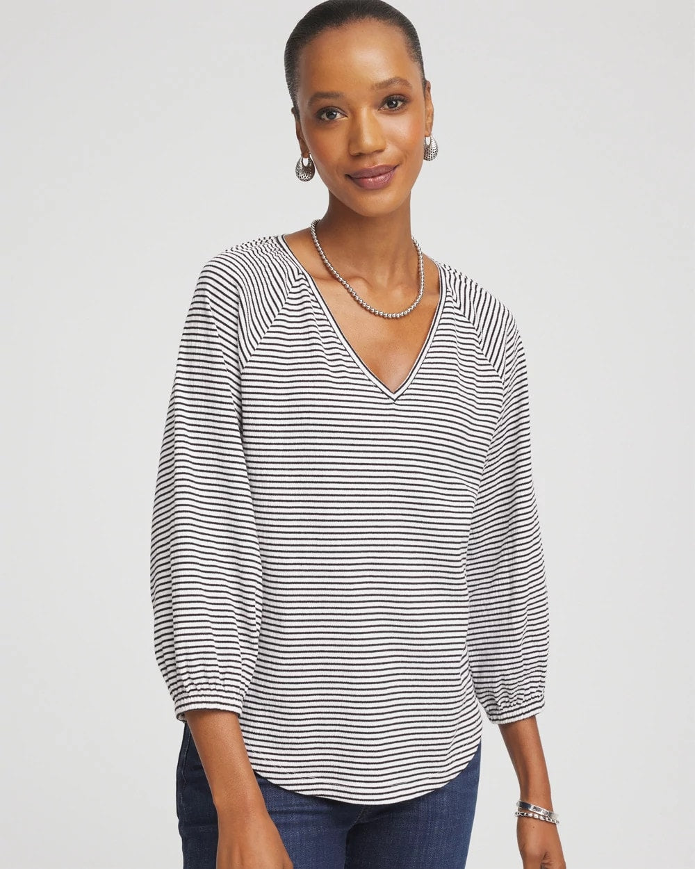 Striped Crinkled Raglan Top - Chico's