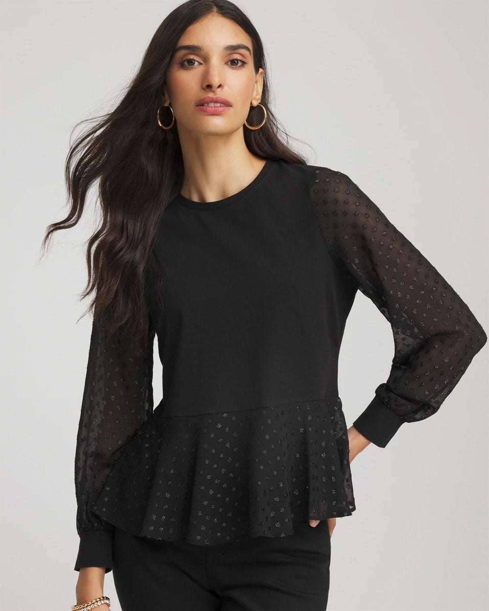 Clip-Dot Peplum Top - Chico's