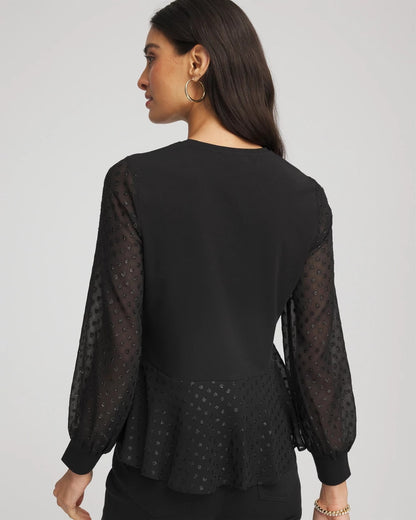 Clip-Dot Peplum Top - Chico's