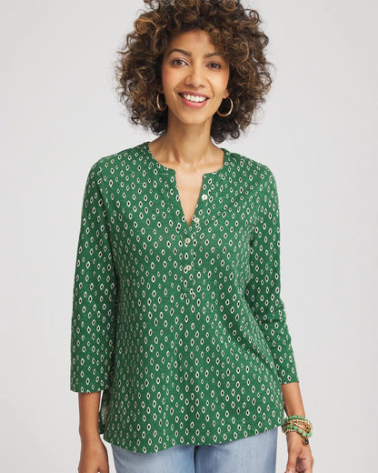 Geo Cotton Slub Henley Shirt - Chico's