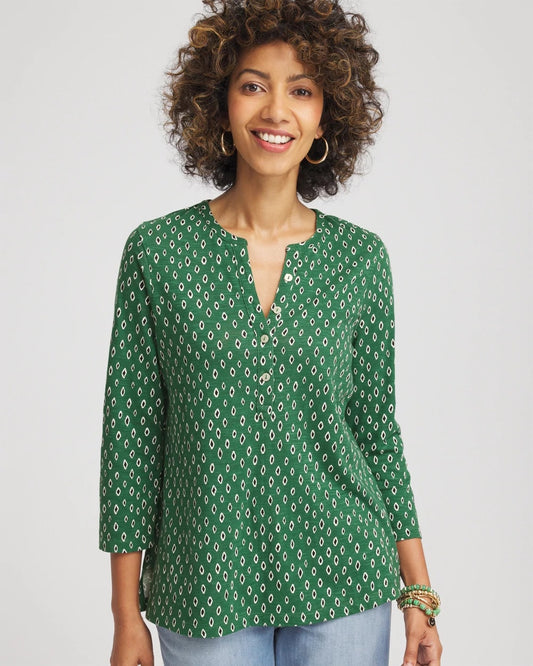 Geo Cotton Slub Henley Shirt - Chico's