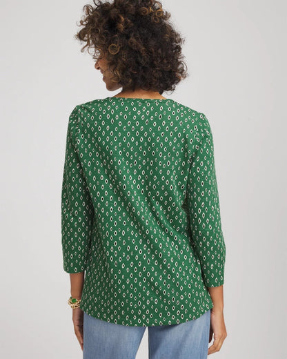 Geo Cotton Slub Henley Shirt - Chico's