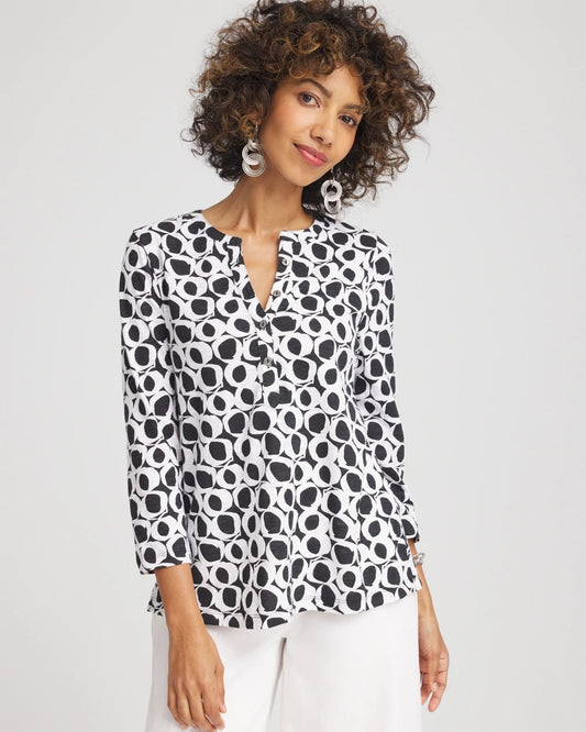 Printed Cotton Slub Henley Shirt - Chico's