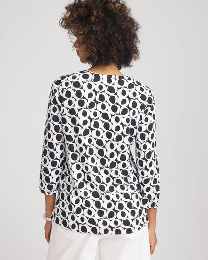 Printed Cotton Slub Henley Shirt - Chico's