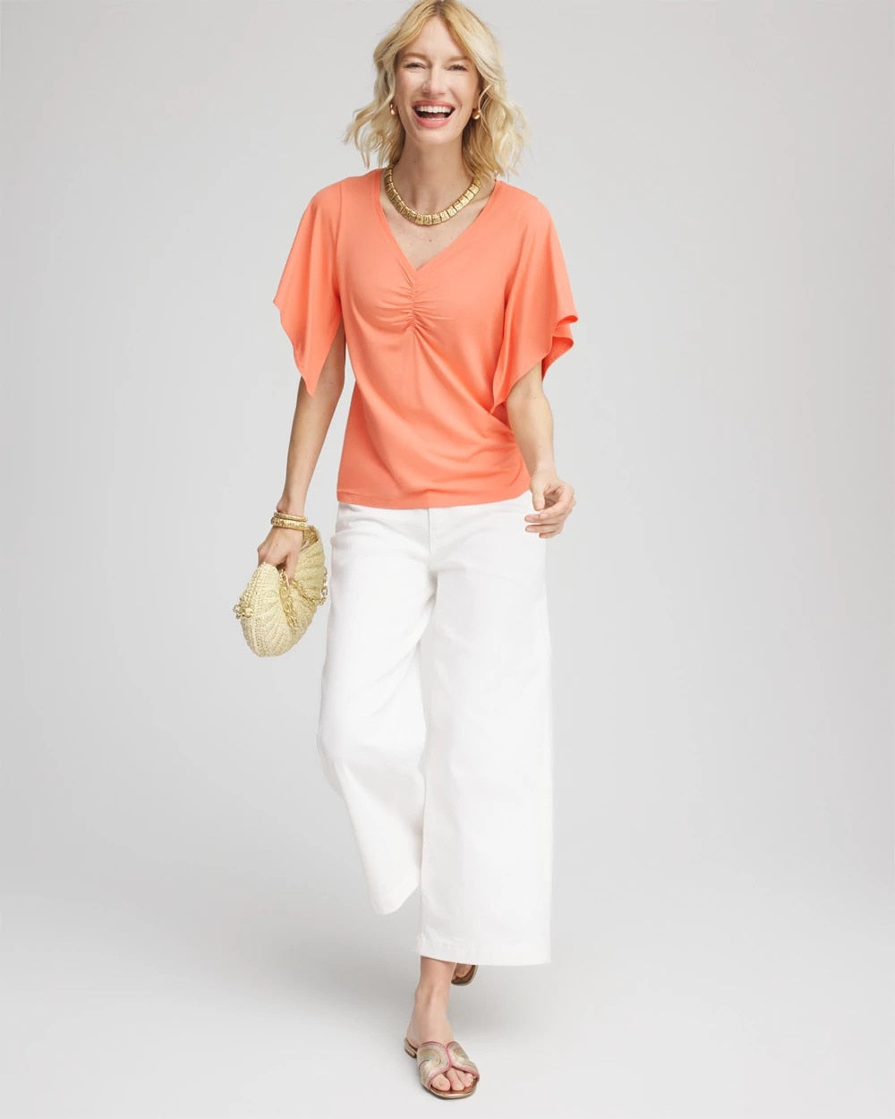 Touch of Cool™ Handkerchief-Sleeve V-Neck Tee - Chico's