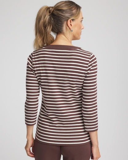 Zenergy® Ribbed Striped Henley Tee - Chico's