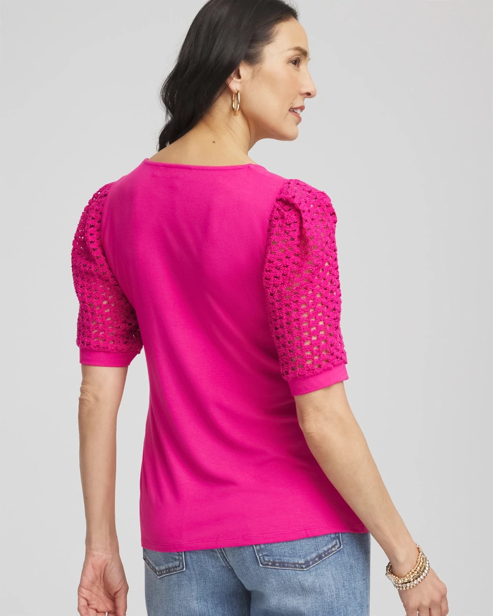 Touch of Cool™ Crochet Lace Square-Neck Tee - Chico's