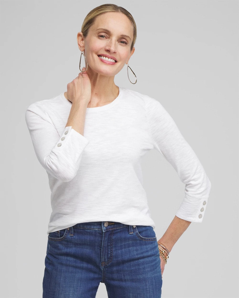 3/4 Sleeve Button Tee - Chico's
