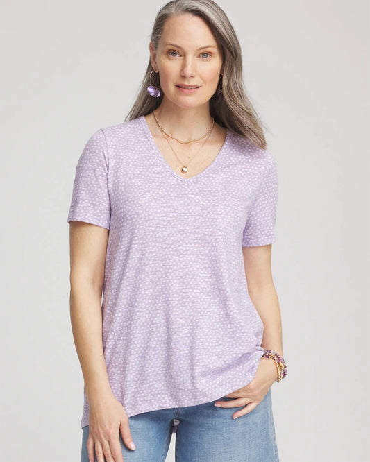 Polka-Dot Short Sleeve Forward Seam Tee - Chico's