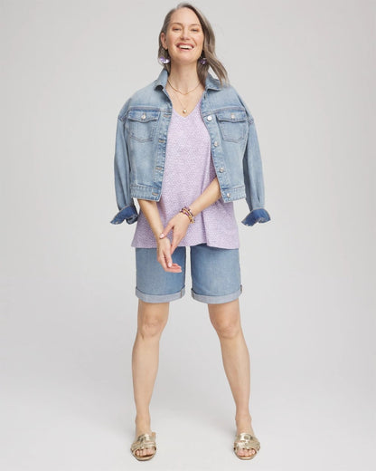 Polka-Dot Short Sleeve Forward Seam Tee - Chico's