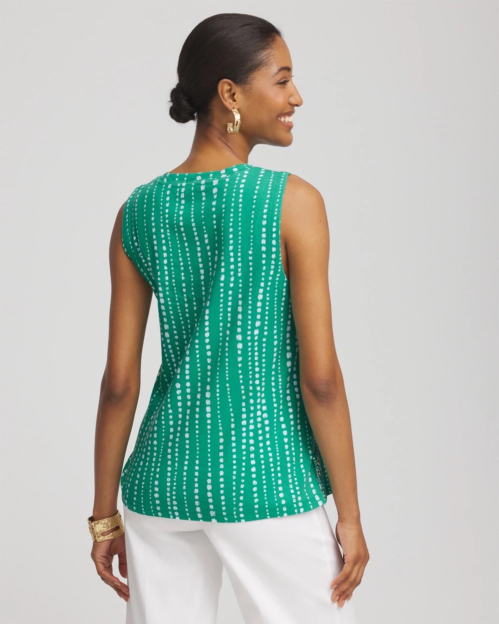 Polka-Dot Sleeveless V-Neck Tank - Chico's