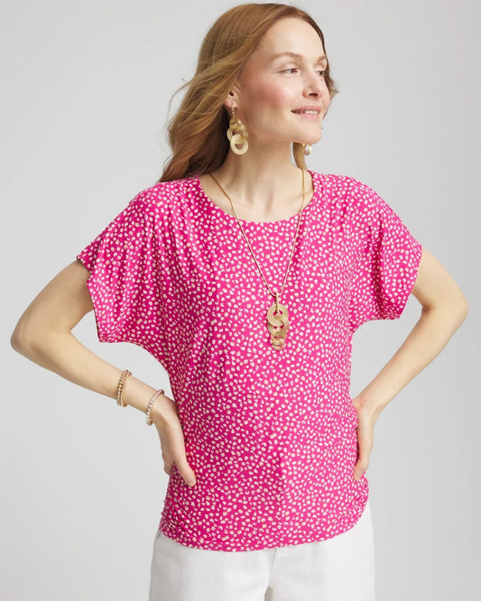 Touch of Cool™ Cheetah Ruched Banded Hem Top - Chico's
