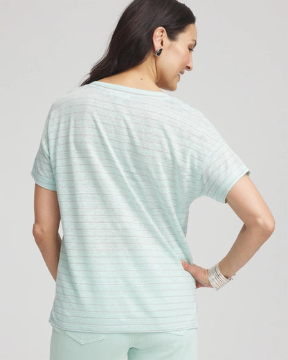 Striped Sweater-Trim Linen Tee - Chico's