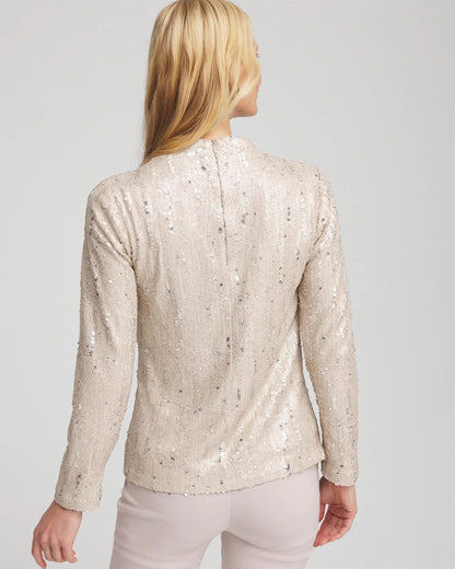 Sequin Funnel Neck Tee - Chico's